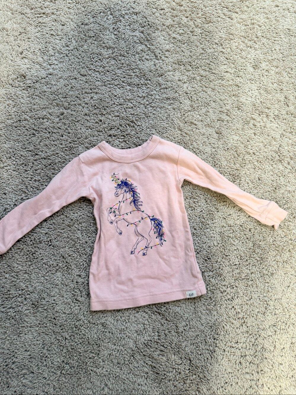 BABY GAP Pink Unicorn Long Sleeve Graphic Shirt Top Toddler Size 18-24 Months